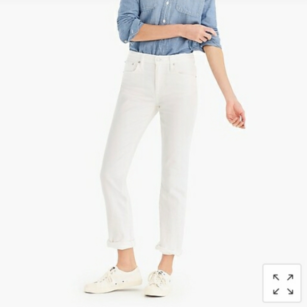 NWOT J.Crew slim broken-in boyfriend jean in white
